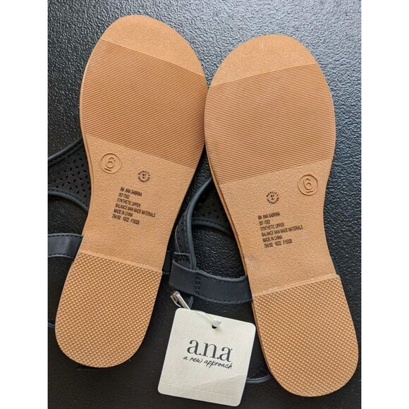 A.N.A A New Approach Sabrina Sandal Thong Black Size 6 - Picture 2 of 10
